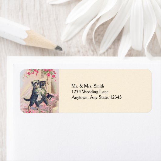 Schattigee Bruiloft Katten Bruid en bruidegom Etiket (Insitu)