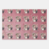 Schattigee bruiloft konijntje paar holding handen inpakpapier vel (Voorkant)