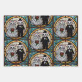 Schattigee bruiloft konijntje paar houden handen m inpakpapier vel (Voorkant 3)