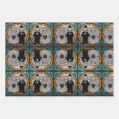 Schattigee bruiloft konijntje paar houden handen m inpakpapier vel (Voorkant 2)