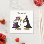 Schattigee bruiloft pinguïns papieren servetten (Insitu)