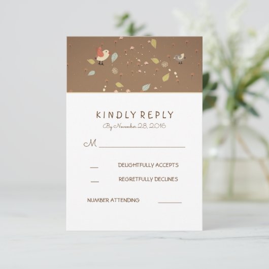 Schattigee bruiloft RSVP Kaarten (Staand voorkant)