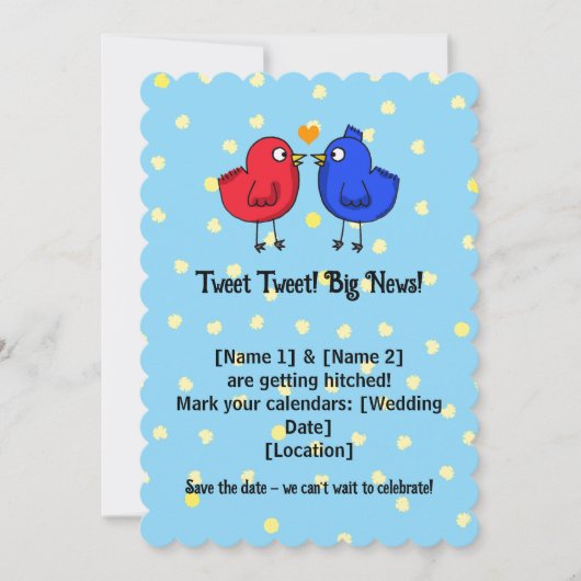 Schattigee bruiloft Tortelduifjes Save the Date In (Voorkant)