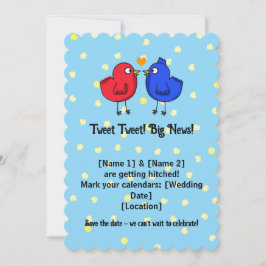 Schattigee bruiloft Tortelduifjes Save the Date In