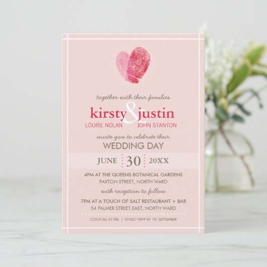 SCHATTIGEE BRUILOFT UITNODIGEN moderne vingerafdru Kaart (Staand voorkant)