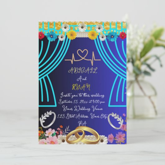 Schattigee bruiloft uitnodiging (Staand voorkant)