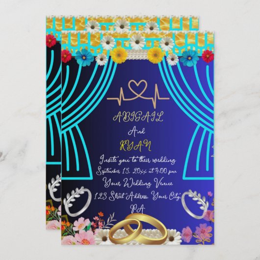 Schattigee bruiloft uitnodiging (Voorkant / Achterkant)