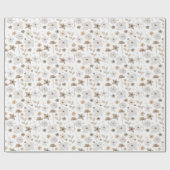 Schattigee Bruin en Tan Floral Kind Verjaardag Cadeaupapier (Vlak)