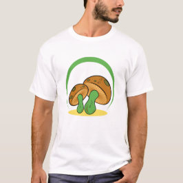 Schattigee Bruin Groene Cartoon Paddestoel Fungi A T-shirt