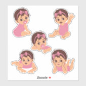 Schattigee bruin-harige Baby Cutout Sticker Sheet (Vel)