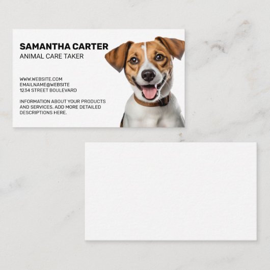 Schattigee bruin witte puppy visitekaartje (Voorkant / Achterkant)