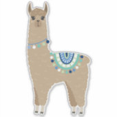 Schattigee bruine alpaca sticker (Voorkant)