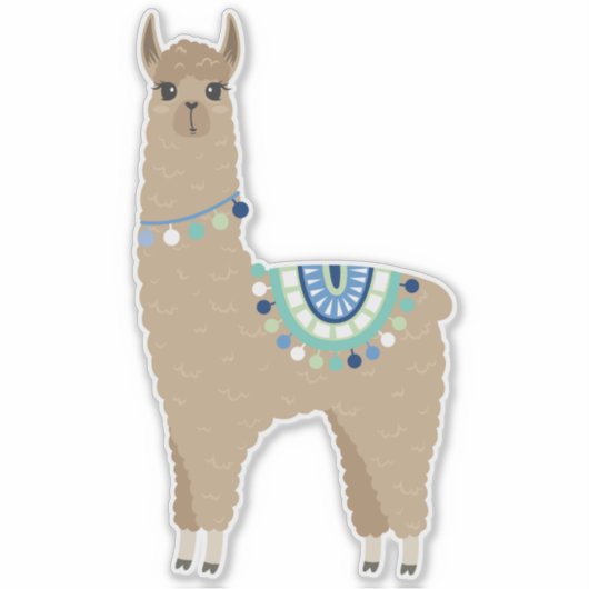 Schattigee bruine alpaca sticker (Voorkant)