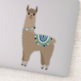 Schattigee bruine alpaca sticker
