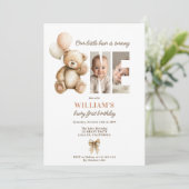 Schattigee bruine Beary 1e Verjaardag Teddy Bear F Kaart (Staand voorkant)