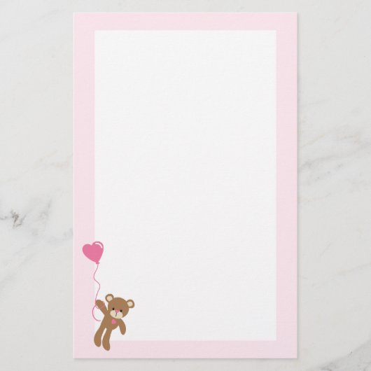 Schattigee Bruine Beren Valentijnsdag Briefpapier (Voorkant)