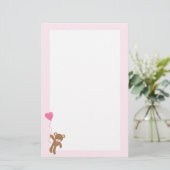 Schattigee Bruine Beren Valentijnsdag Briefpapier (Staand voorkant)