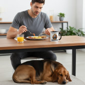 Schattigee bruine bloedhond ochtend mok