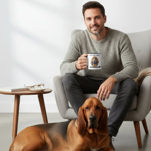 Schattigee bruine bloedhond ochtend mok