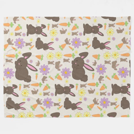 Schattigee Bruine Bunny Rabbit Pattern Print Fleece Deken (Voorkant (Horizontaal))
