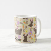 Schattigee Bruine Bunny Rabbit Pattern Print Koffiemok (Voorkant rechts)