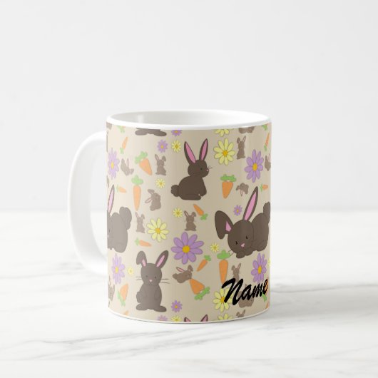 Schattigee Bruine Bunny Rabbit Pattern Print Koffiemok (Voorkant links)
