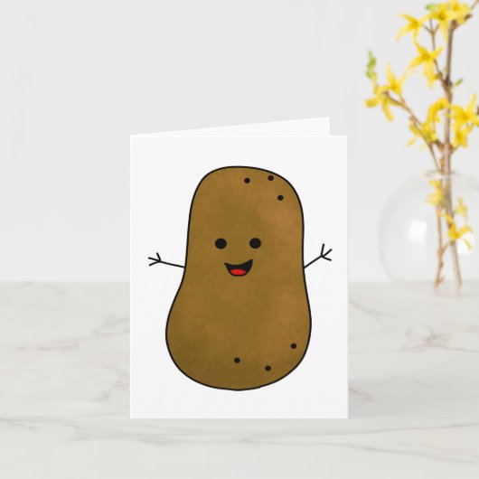 Schattigee bruine Cartoon aardappel generiek gebru Kaart (Gele Bloem)