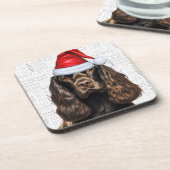 Schattigee Bruine Cocker Spaniel Santa Dog Vakanti Bier Onderzetter (Linkerzijde)