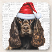 Schattigee Bruine Cocker Spaniel Santa Dog Vakanti Bier Onderzetter (Voorkant)