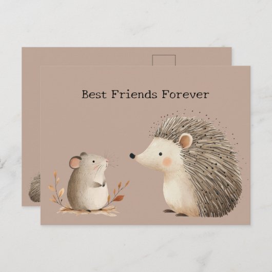 Schattigee Bruine Cream Hedgehog Mouse Beste Vrien Briefkaart (Voorkant / Achterkant)
