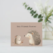 Schattigee Bruine Cream Hedgehog Mouse Beste Vrien Briefkaart (Staand voorkant)