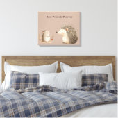 Schattigee Bruine Cream Hedgehog Mouse Beste Vrien Canvas Afdruk (Insitu (Slaapkamer))