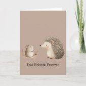 Schattigee Bruine Cream Hedgehog Mouse Beste Vrien Kaart (Voorkant)