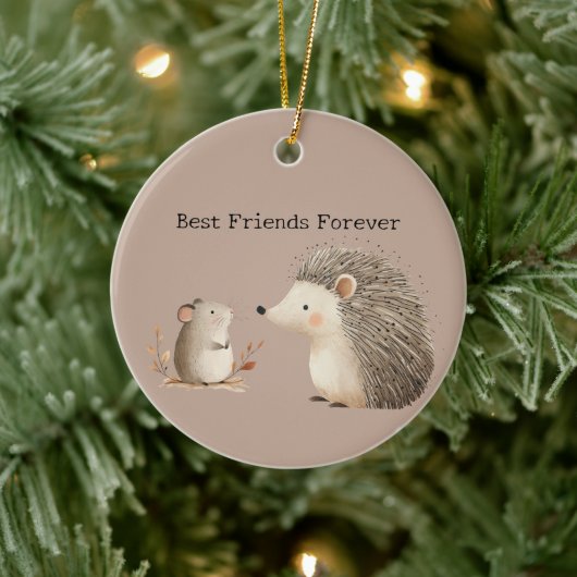 Schattigee Bruine Cream Hedgehog Mouse Beste Vrien Keramisch Ornament (Boom)
