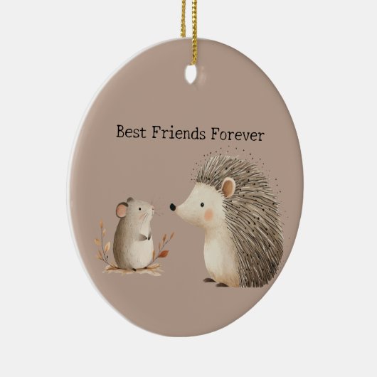Schattigee Bruine Cream Hedgehog Mouse Beste Vrien Keramisch Ornament (Rechts)