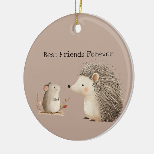 Schattigee Bruine Cream Hedgehog Mouse Beste Vrien Keramisch Ornament (Links)