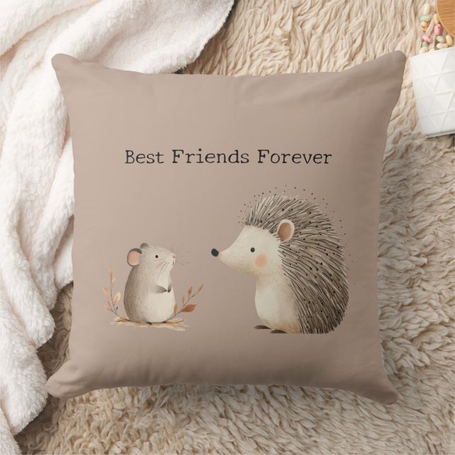 Schattigee Bruine Cream Hedgehog Mouse Beste Vrien Kussen (Deken)