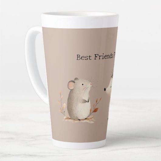Schattigee Bruine Cream Hedgehog Mouse Beste Vrien Latte Mok (Linkerhoek)