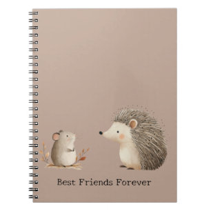 Schattigee Bruine Cream Hedgehog Mouse Beste Vrien Notitieboek