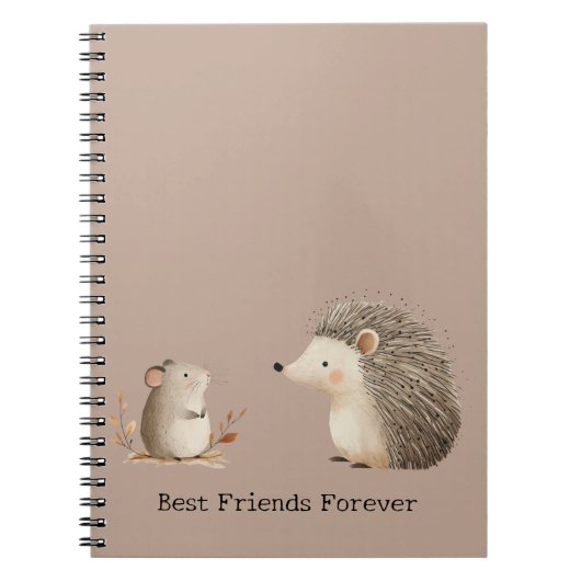 Schattigee Bruine Cream Hedgehog Mouse Beste Vrien Notitieboek (Voorkant)