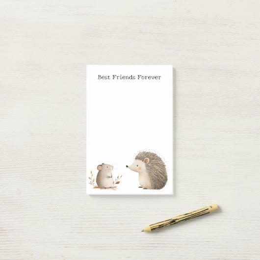 Schattigee Bruine Cream Hedgehog Mouse Beste Vrien Post-it® Notes (Op bureau)