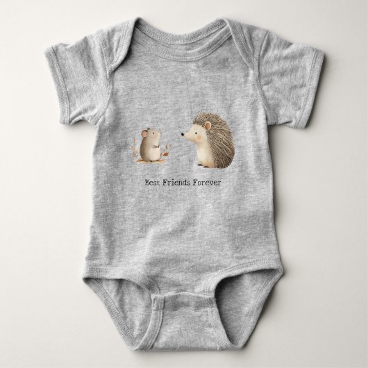 Schattigee Bruine Cream Hedgehog Mouse Beste Vrien Romper (Voorkant)
