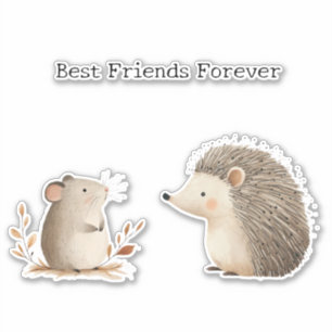 Schattigee Bruine Cream Hedgehog Mouse Beste Vrien Sticker