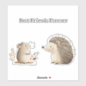 Schattigee Bruine Cream Hedgehog Mouse Beste Vrien Sticker (Vel)