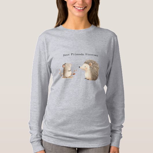 Schattigee Bruine Cream Hedgehog Mouse Beste Vrien T-shirt (Voorkant)
