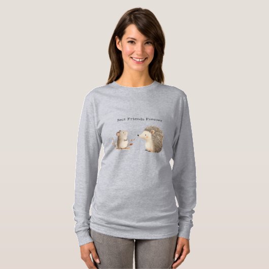 Schattigee Bruine Cream Hedgehog Mouse Beste Vrien T-shirt (Voorkant volledig)