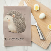 Schattigee Bruine Cream Hedgehog Mouse Beste Vrien Theedoek (Quarter Fold)