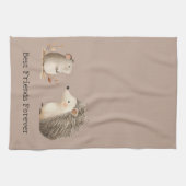 Schattigee Bruine Cream Hedgehog Mouse Beste Vrien Theedoek (Horizontaal)