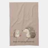 Schattigee Bruine Cream Hedgehog Mouse Beste Vrien Theedoek (Verticaal)