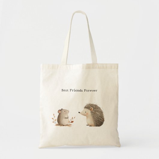 Schattigee Bruine Cream Hedgehog Mouse Beste Vrien Tote Bag (Voorkant)